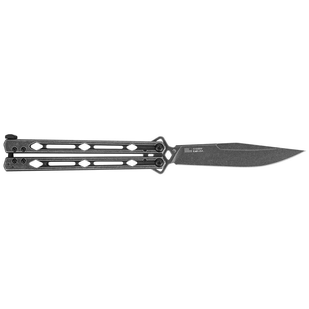 Kershaw Lucha Folding Balisong Knife 4.6" Drop Point Blade BlackWash