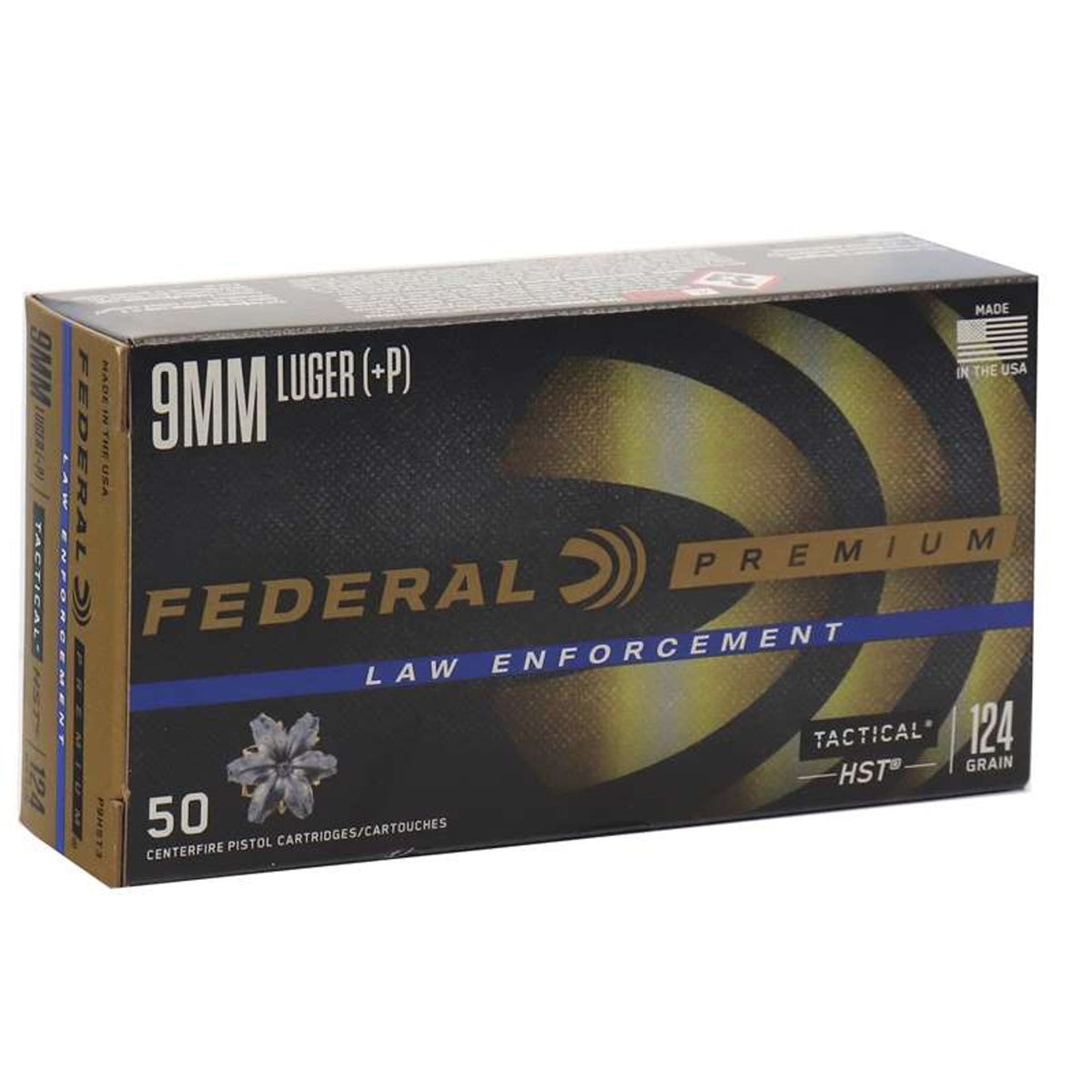 Federal Law Enforcement 9mm Luger Ammo 124 Grain +P HST Jacketed Hollow Point
