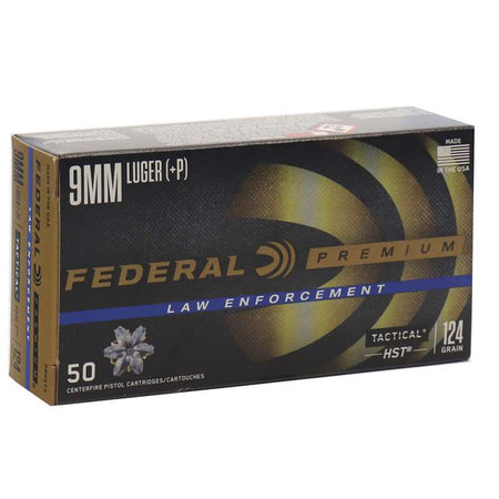 Federal Law Enforcement 9mm Luger Ammo 124 Grain +P HST Jacketed Hollow Point