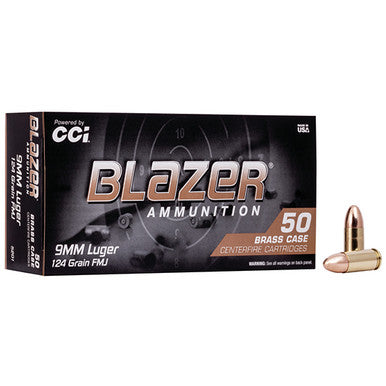 Blazer 9mm Luger/Parabellum 5201 Brass Full Metal Jacket FMJ 124 Grain