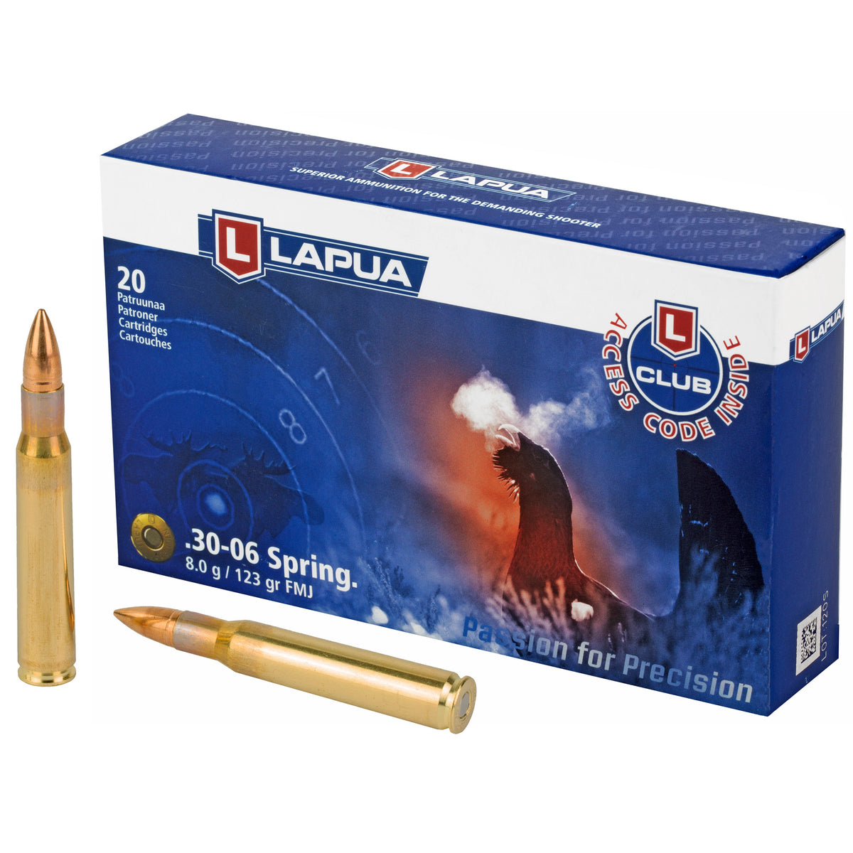 Lapua .30-06 Springfield Rifle Ammo  Full Metal Jacket FMJ 123 grain 