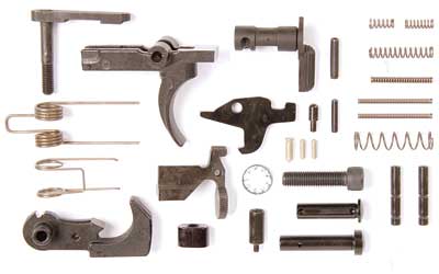 LBE Unlimited AR15 Lower Parts Kit Without Pistol Grip or Trigger Guard, .223/5.56, Black ARK15LPK