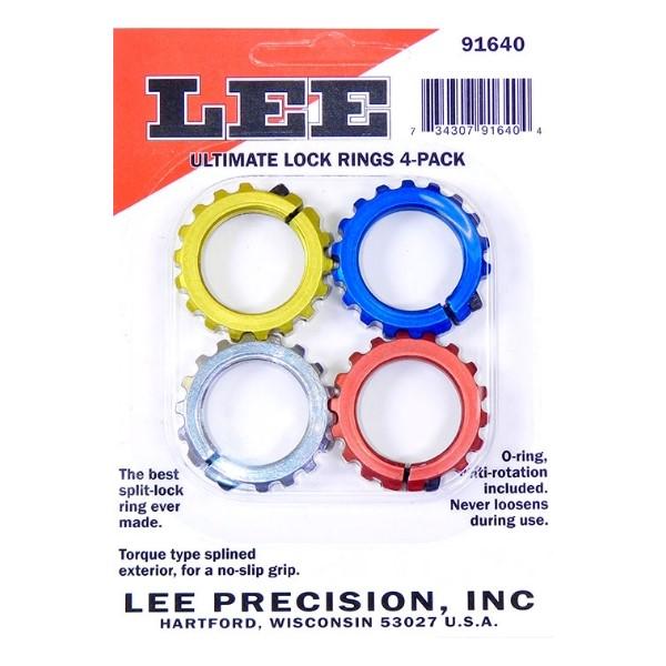 Lee Reloading Die Ultimate Lock Rings 4pk Colored Anodized