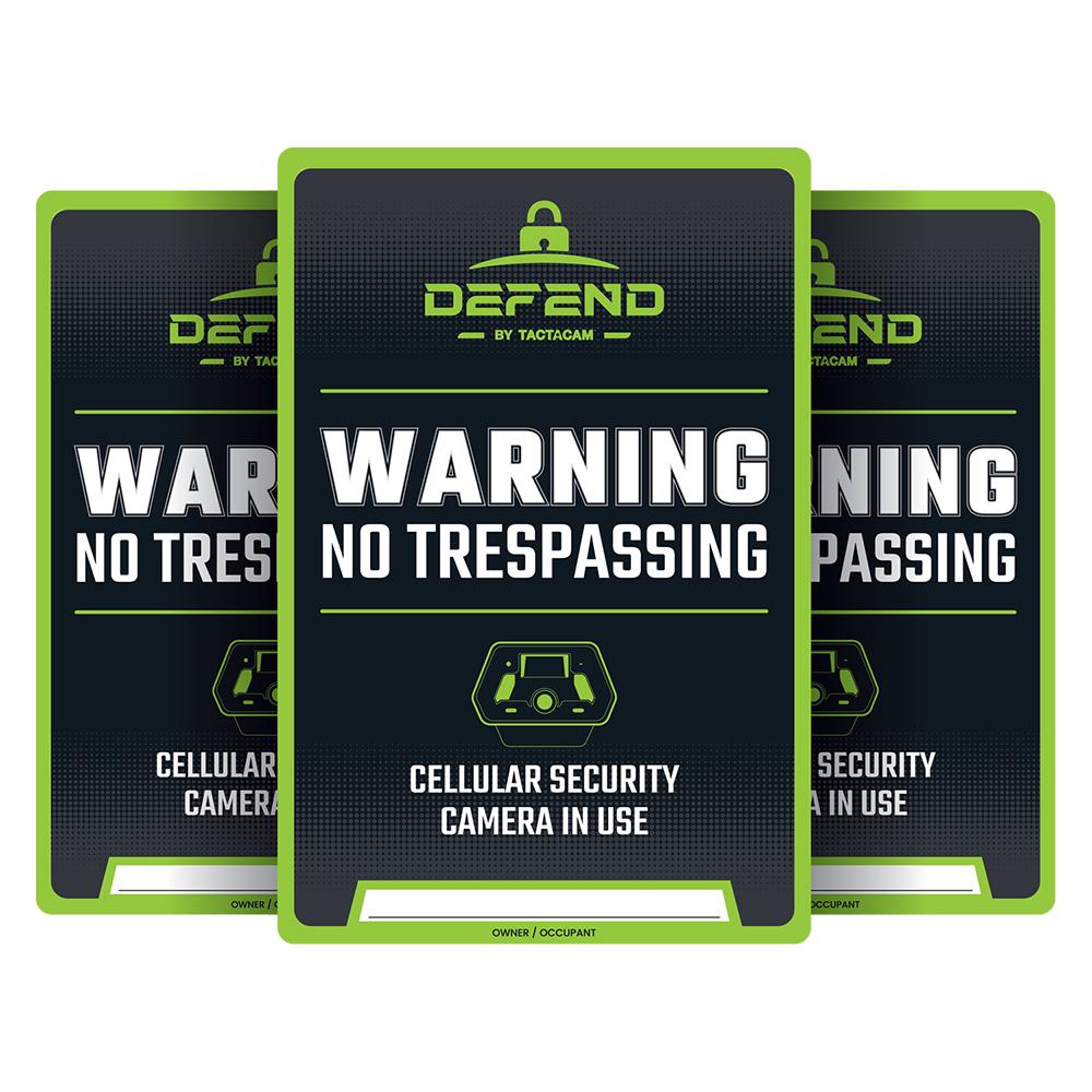 Tactacam Defend No Trespassing Signs for Security Monitoring 3/ct
