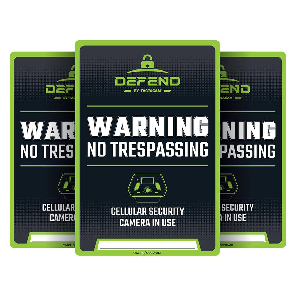 Tactacam Defend No Trespassing Signs for Security Monitoring 3/ct