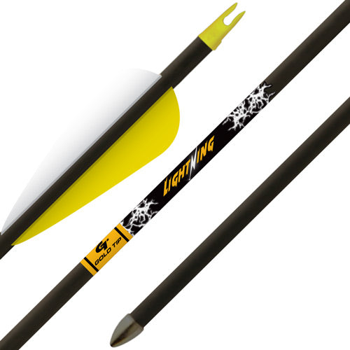 Gold Tip Lightning Youth 2.5in Vane Tec Arrow Glued-In Point 3 Pack