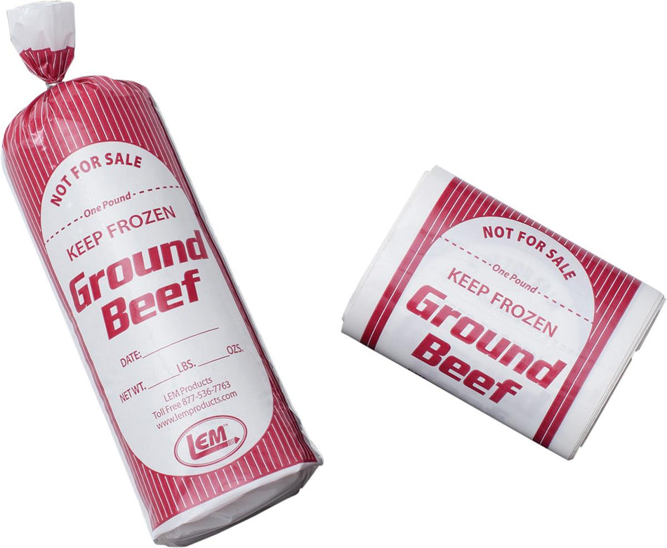 LEM 1 lb Ground Beef Storage Bags Heavy Duty 2 Mil Poly 25/ct