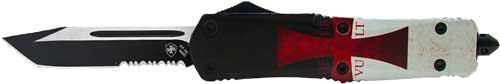 Templar Large OTF Templar Flag Design 3.5" Serrated Black Tanto Knife