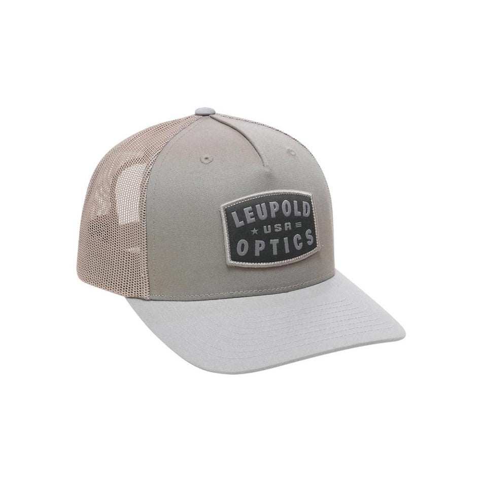 Leupold USA Khaki Grey Trucker Cap Mid-Profile Snap-Back