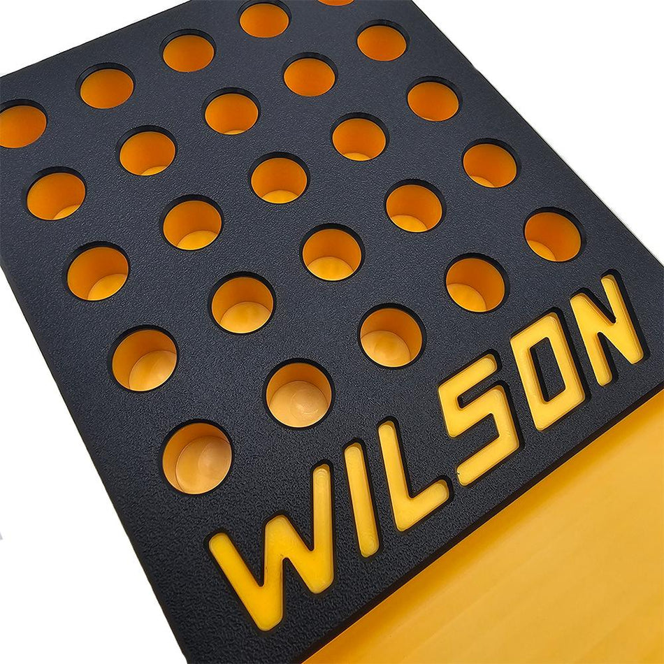 L.E. Wilson Reloading Tray .380" 25 Hole with Bullet and Primer Cup Black Yellow