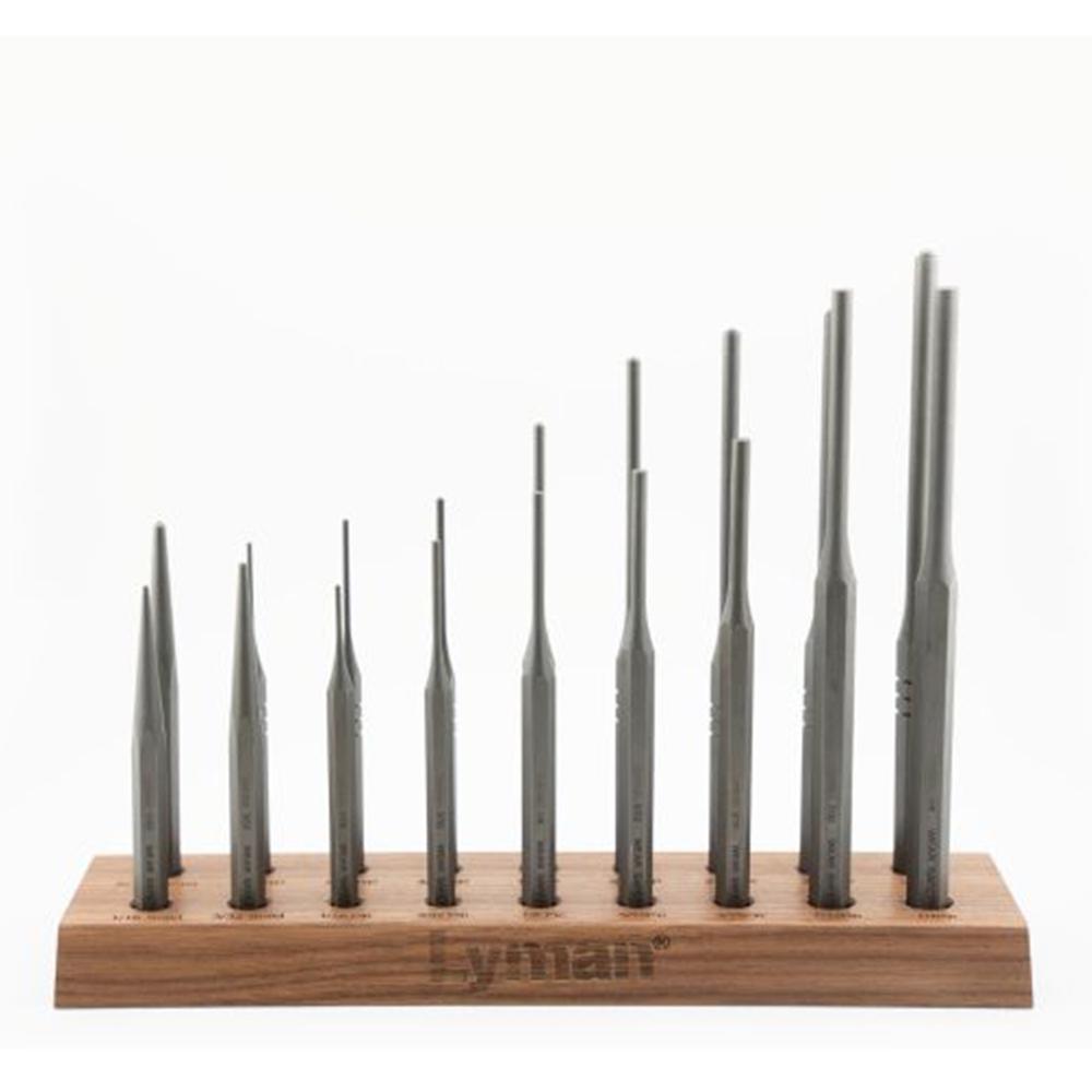 Lyman 18 Piece Gunsmith Hex Punch Set with Engraved Walnut Block