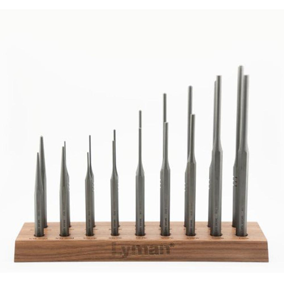 Lyman 18 Piece Gunsmith Hex Punch Set with Engraved Walnut Block