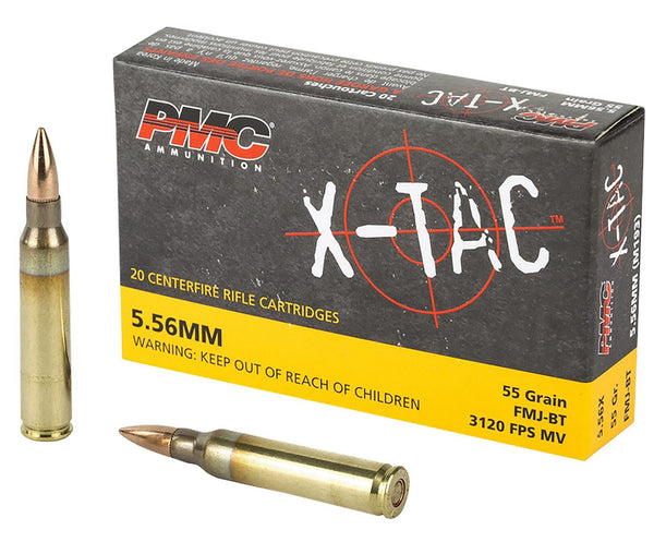 PMC 5.56x45mm NATO 5.56X X-Tac Full Metal Jacket Boat Tail FMJBT 55 Grain