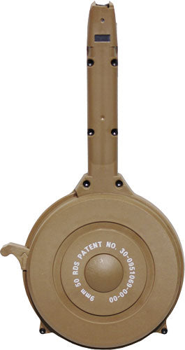 Iver Johnson Glock 9mm 50rd Tan Polymer Drum Handgun Magazine