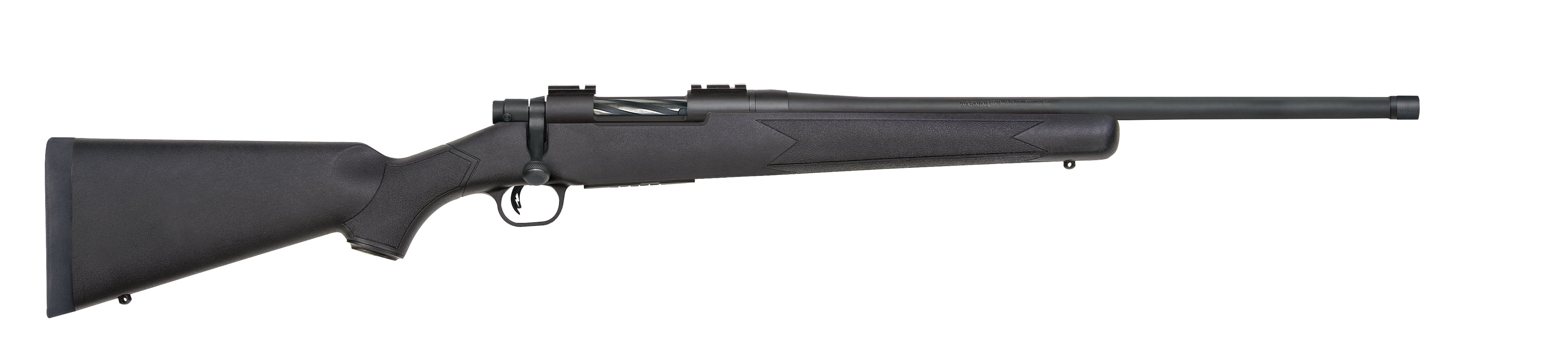 Mossberg 28013 Patriot Full Size 450 Bushmaster 4+1 20" Matte Blued Fluted Threaded Barrel, Drilled & Tapped Matte Blued Stainless Steel Receiver, Black Fixed Synthetic Stock, Right Hand