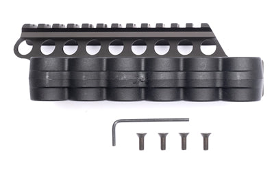 Mesa Tactical 94880 SureShell 6-Shell Polymer Carrier with Picatinny Rail, Fits Moss 500/590/Mav88 12GA, Black