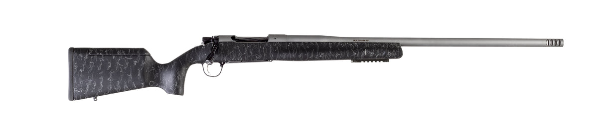 Christensen Arms Mesa Long Range 28 Nosler Rifle, 26" Threaded Barrel, Tungsten Gray Cerakote, Black/Gray Webbing Stock (3+1)
