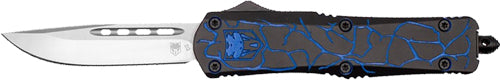 CobRaTec FS-3 Medium OTF Fractured Black and Blue 3" D2 Blade Knife