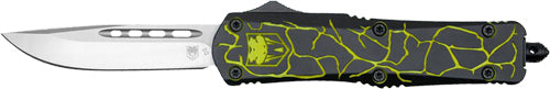 CobraTec Medium FS-3 Out The Front Knife Fractured Black/Yellow 3" D2