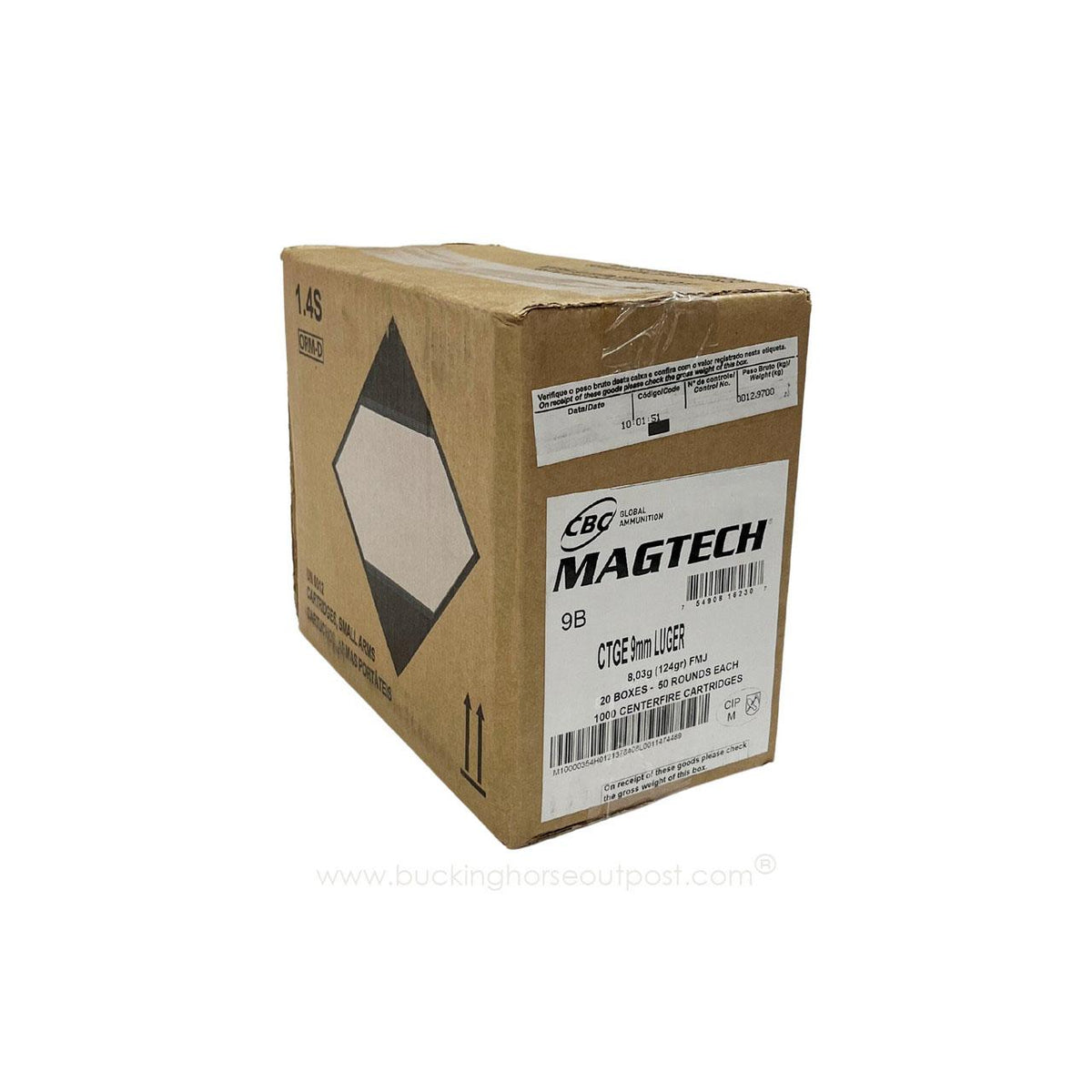 Magtech 9mm Luger / Parabellum Handgun Ammo Sport Shooting Range/Training Full Metal Jacket FMJ 124 grain 