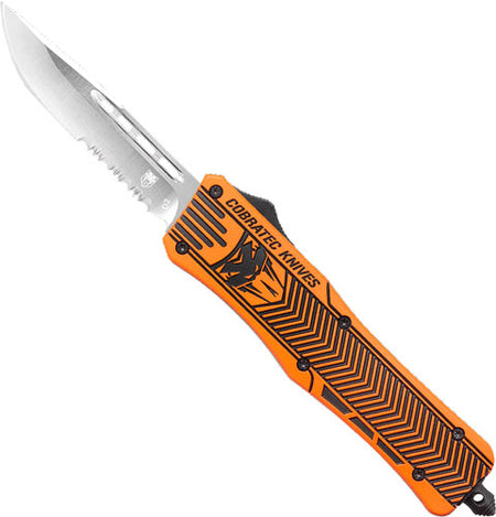 CobRaTec CTK1 Medium OTF Hunter Orange Serrated 3" Drop Point Blade Knife