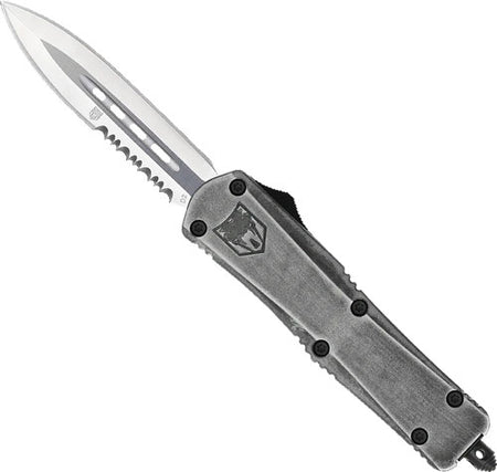 CobRaTec FS3 Medium OTF Stonewash 3" D2 Steel Dagger Partially Serrated Knife