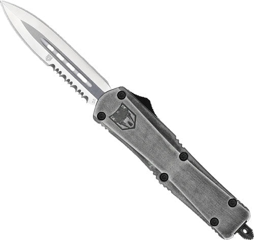 CobRaTec FS3 Medium OTF Stonewash 3" D2 Steel Dagger Partially Serrated Knife