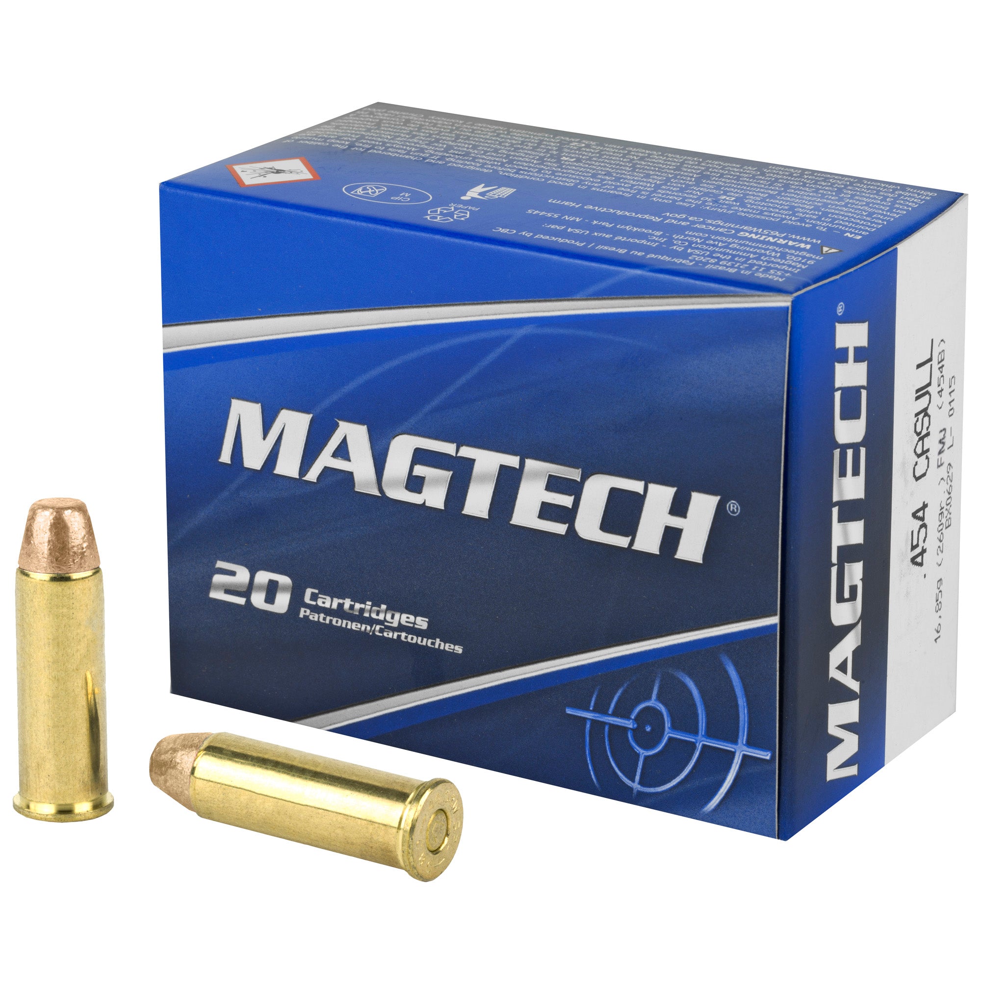 Magtech .454 Casull 454B Range/Training Full Metal Jacket Flat Nose FMJFN 260 Grain