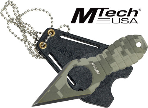 MTech 2.25" Spear Point Neck Knife Stonewash with Sheath