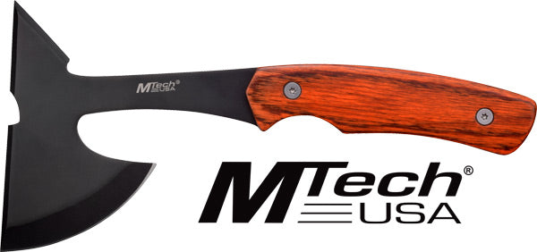 MTech 9-Inch Tomahawk Black Blade Pakkawood Handle with Sheath