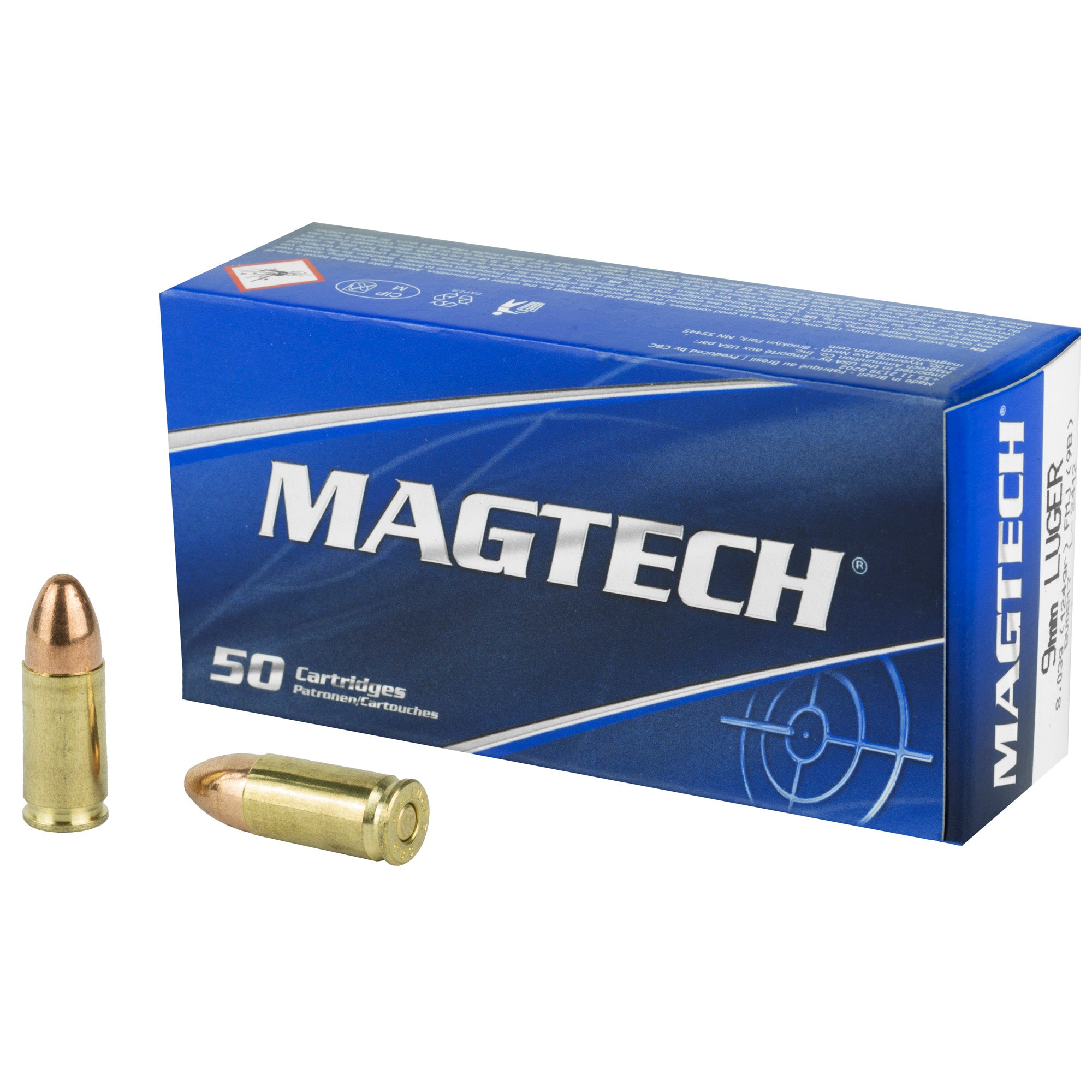 Magtech 9mm Luger/Parabellum 9B Range/Training Full Metal Jacket FMJ 124 Grain