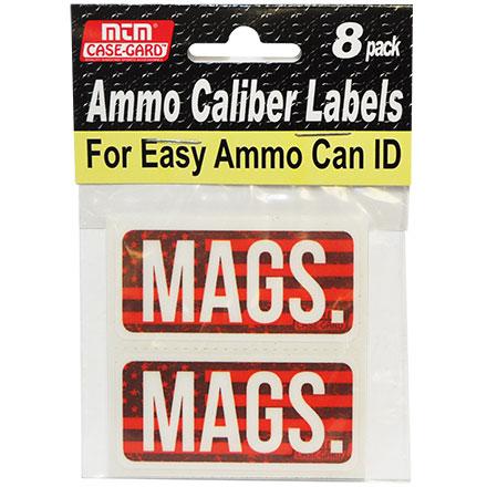 MTM MAGS Red Ammo Caliber Labels 8 Per Pack
