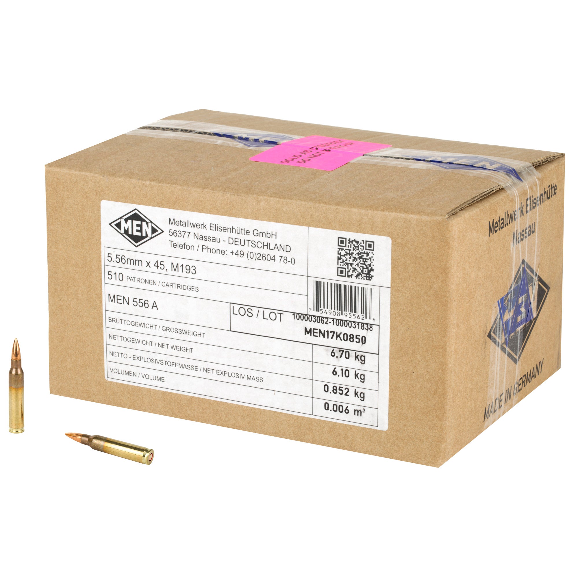 Magtech 5.56x45mm NATO Rifle Ammo MEN M193 Full Metal Jacket FMJ 56 grain 