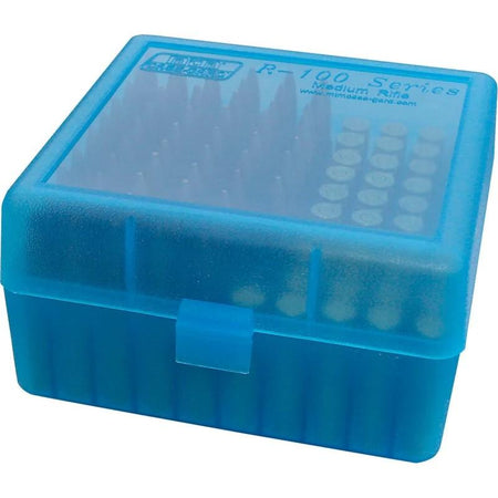 MTM Case-Gard Flip Top 100-Round Ammo Box for .308/.243/22-250 Clear Blue