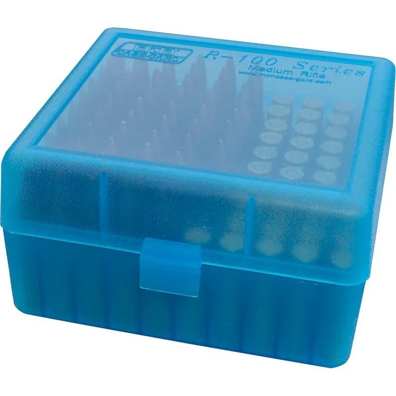 MTM Case-Gard Flip Top 100-Round Ammo Box for .308/.243/22-250 Clear Blue