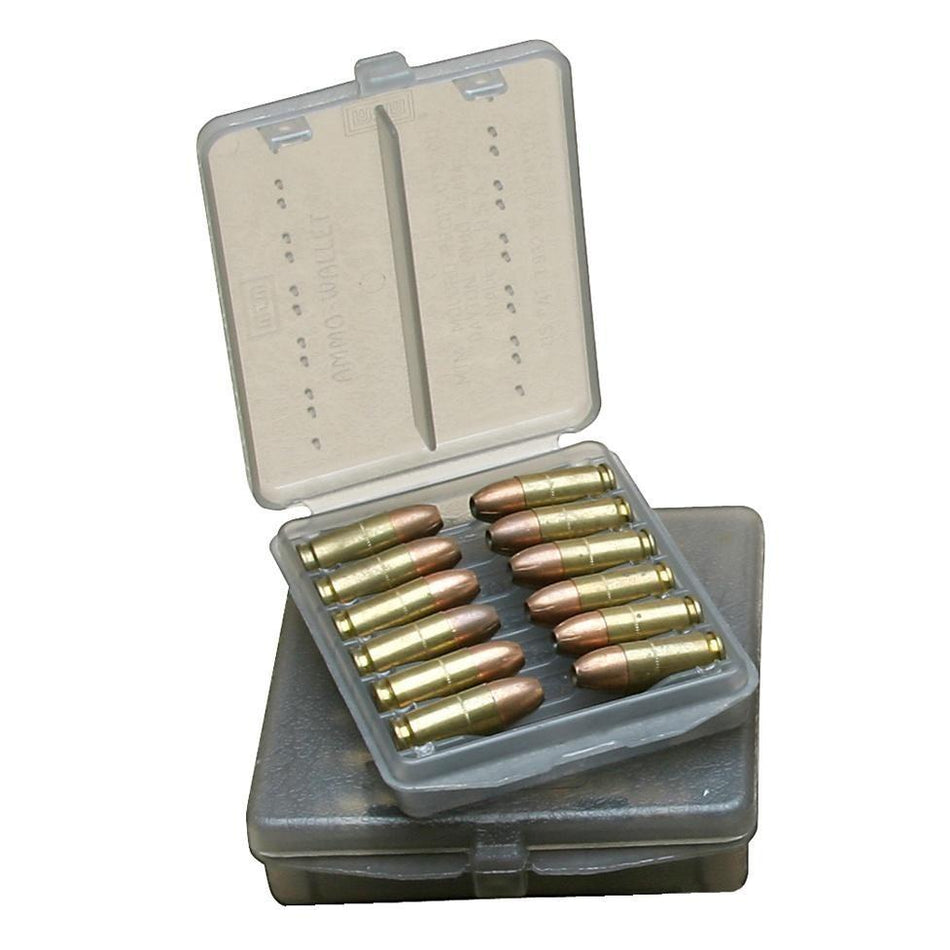 MTM 12 Round Handgun Ammo Wallet .38 Spl .357 Mag Clear Smoke Tint