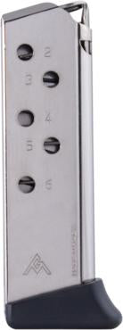 Mec-Gar Walther PPK .380 ACP 6/rd Nickel Handgun Magazine Carbon Steel Tube