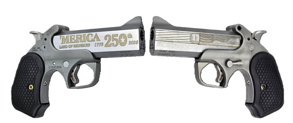 Bond Arms BACY-250TH-45-70 Cyclops 'Merica .45-70 Govt Single-Shot 4.25" Derringer, Rough Matte Barrel, Stainless Frame, Black B6 Resin Grip