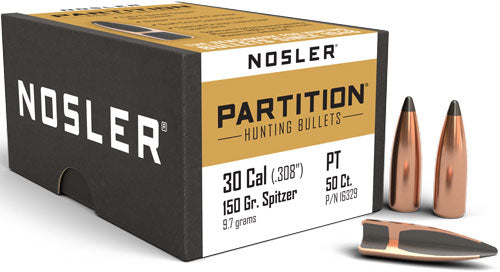 Nosler 150gr .308 Cal Partition Flat Base Reloading Bullets 50ct
