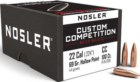 Nosler 69gr .224 Cal HP-BT Custom Competition Reloading Bullets 100ct