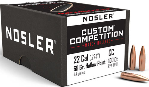Nosler 69gr .224 Cal HP-BT Custom Competition Reloading Bullets 100ct