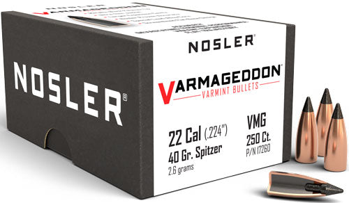 Nosler Varmageddon Tipped Component Bullets 22 Cal .224 40gr 250ct