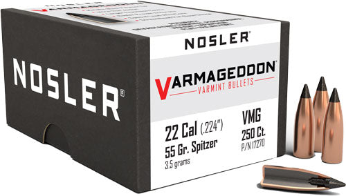 Nosler 55gr .224 Cal Varmageddon Metallic Tip Reloading Bullets 250ct