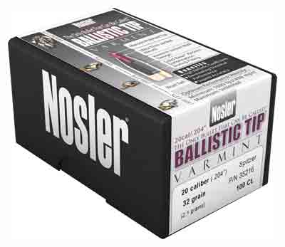 Nosler Ballistic Tip Varmint Component Bullets 20 Cal .204 32gr 100ct