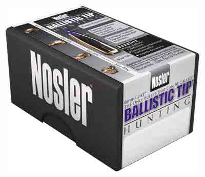 Nosler Ballistic Tip .243" 55gr Varmint Spitzer Bullets 250ct