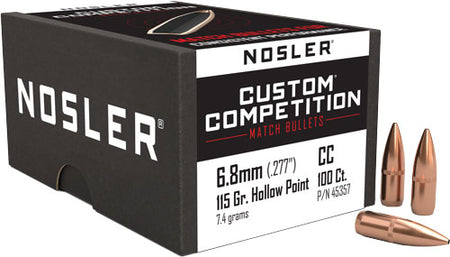 Nosler Custom Competition .277" 115gr HPBT 6.8mm Bullets 100ct