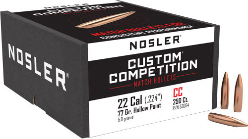 Nosler 77gr .224 Cal HP-BT Custom Competition Reloading Bullets 250ct