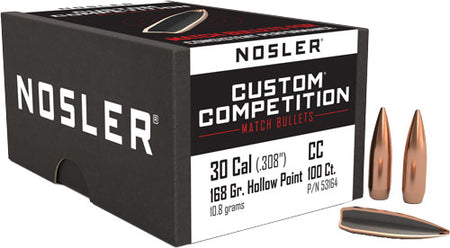 Nosler 168gr .308 Cal HP-BT Custom Competition Reloading Bullets 100ct