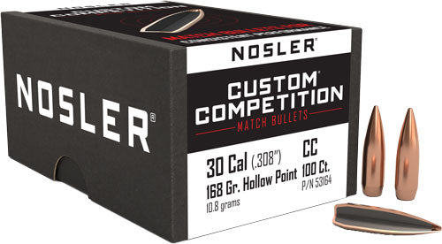 Nosler 168gr .308 Cal HP-BT Custom Competition Reloading Bullets 100ct