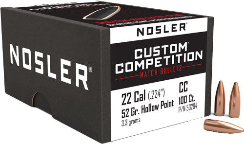 Nosler 52gr .224 Cal HP-BT Custom Competition Reloading Bullets 100ct